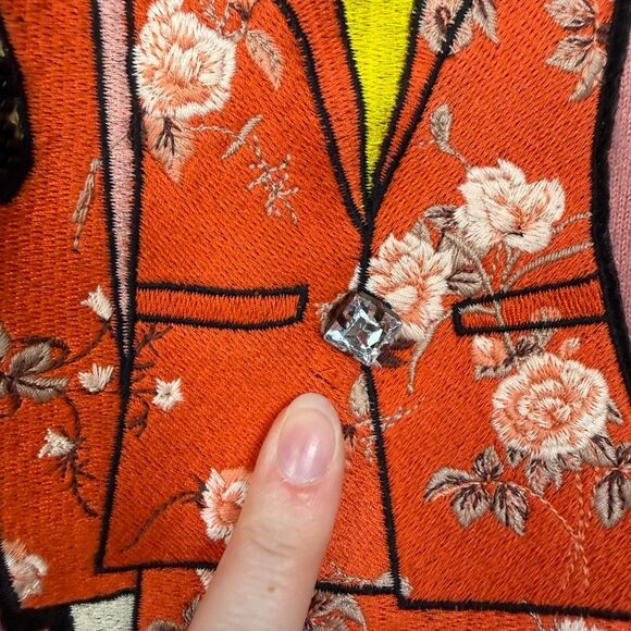 Alice + Olivia Gleeson Rose Appliqué Embellished Pullover Swetaer Size S RARE - Picture 5 of 12